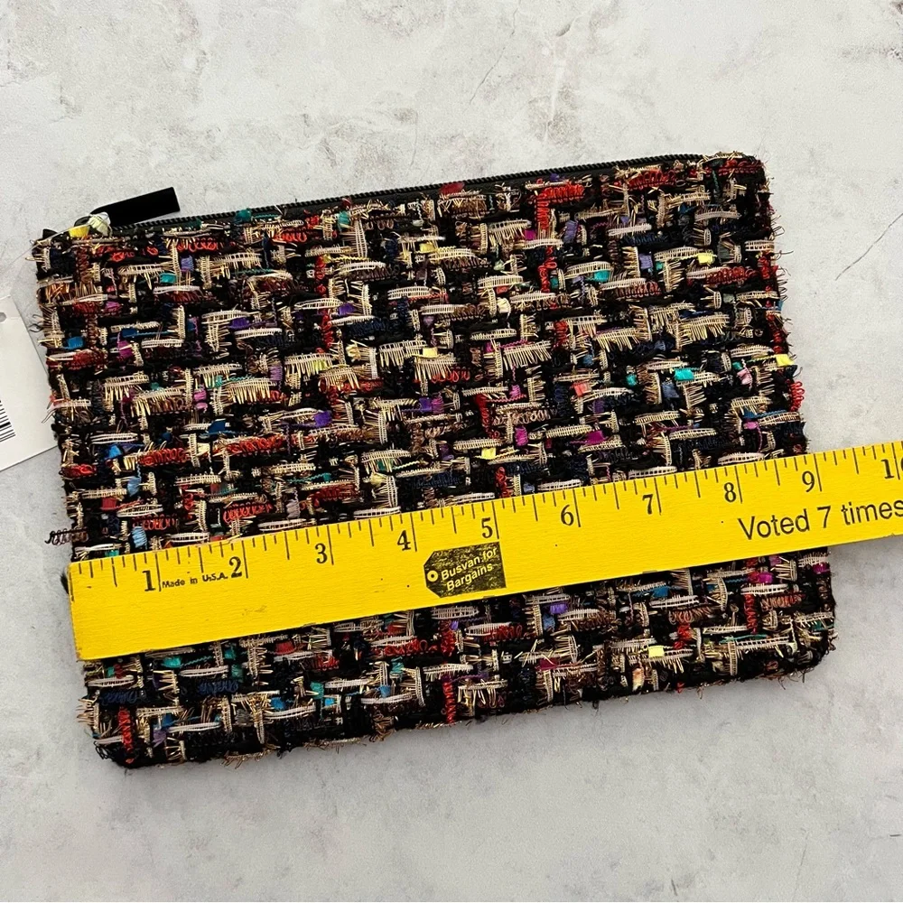 NWT Nordstrom Tweed Beauty Makeup Cosmetic Bag Zipper Pouch Case